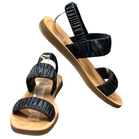 Soda Womens Ruffled Sling Back Sandals Size 7 Black Minimalist Beach Y2K - Picture 1 of 8